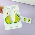 Load image into Gallery viewer, Fresh Lime Slice Earrings
