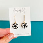 Load image into Gallery viewer, Soccer Ball Dangle Earrings
