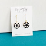 Load image into Gallery viewer, Soccer Ball Dangle Earrings
