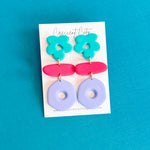 Load image into Gallery viewer, Color Pop Flower Dangle Earrings
