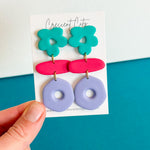 Load image into Gallery viewer, Color Pop Flower Dangle Earrings
