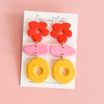 Load image into Gallery viewer, Color Pop Flower Dangle Earrings
