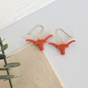 Longhorn Earrings in Burnt Orange