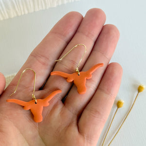 Longhorn Earrings in Burnt Orange