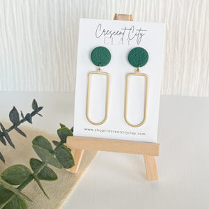 Julia Earrings in Textured Hunter Green