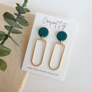 Julia Earrings in Textured Hunter Green