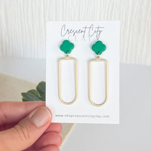 Julia Clover Earrings in Kelly Green