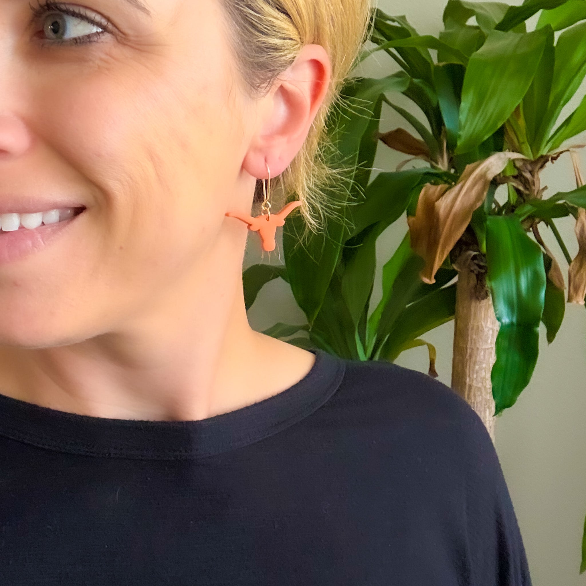 Longhorn Earrings in Burnt Orange