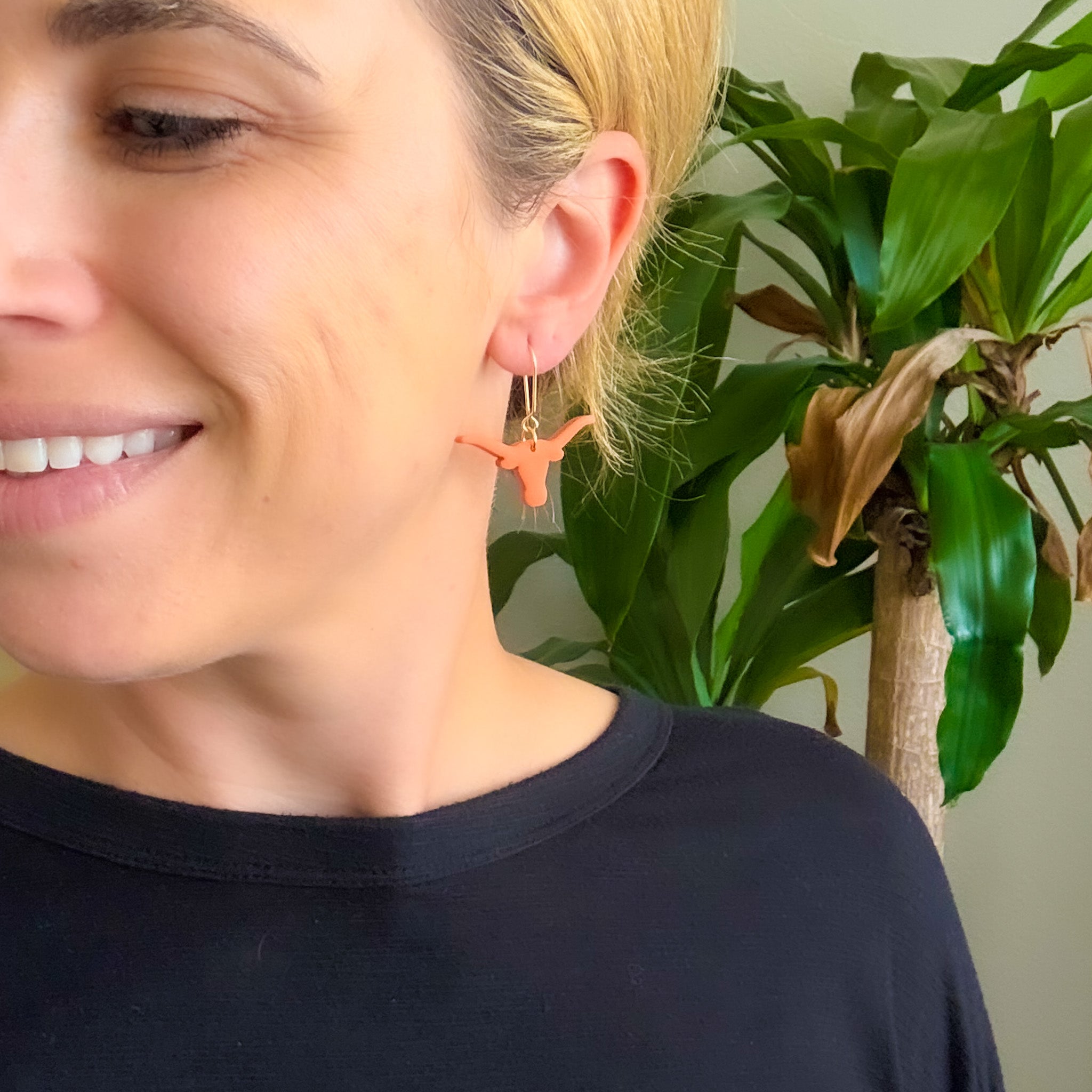 Longhorn Earrings in Burnt Orange