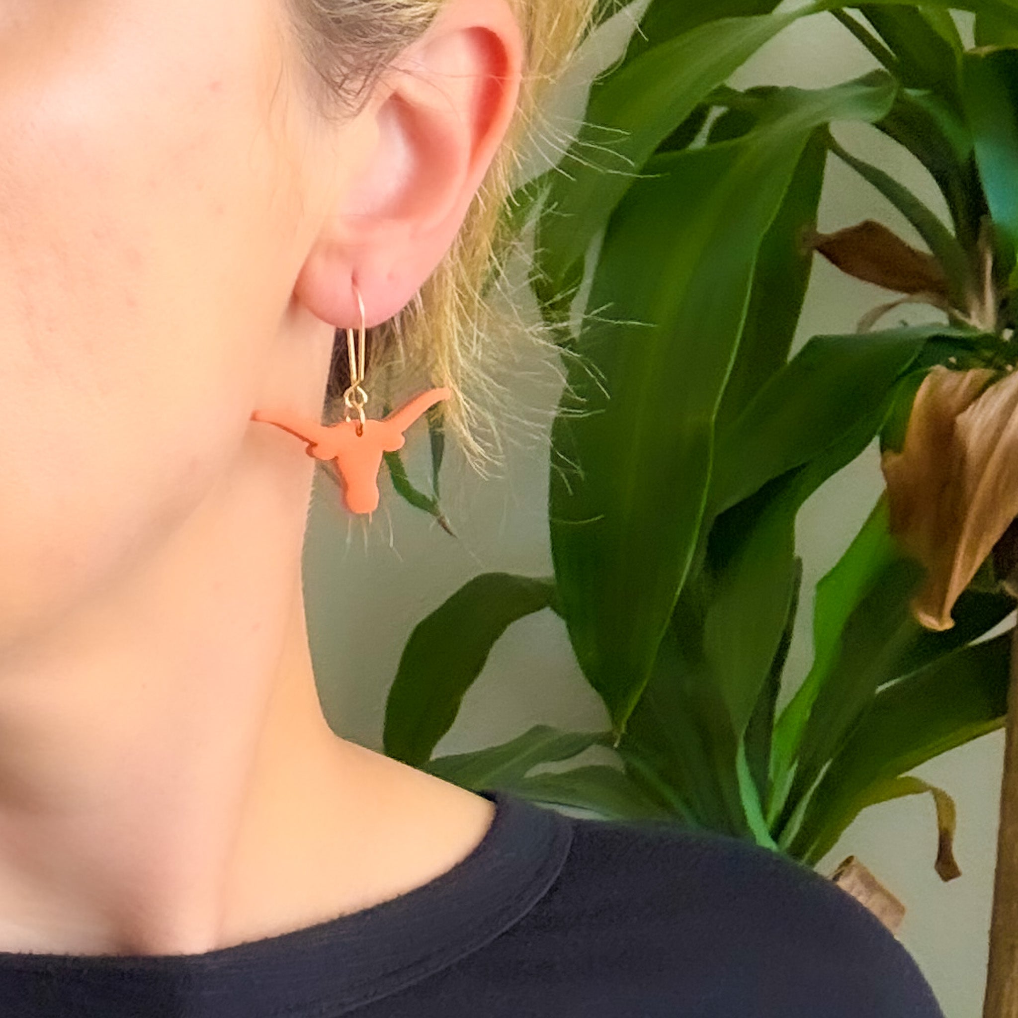 Longhorn Earrings in Burnt Orange