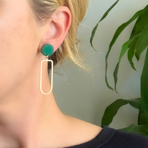 Julia Earrings in Textured Hunter Green