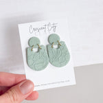 Load image into Gallery viewer, Athena Earrings in Textured Sage
