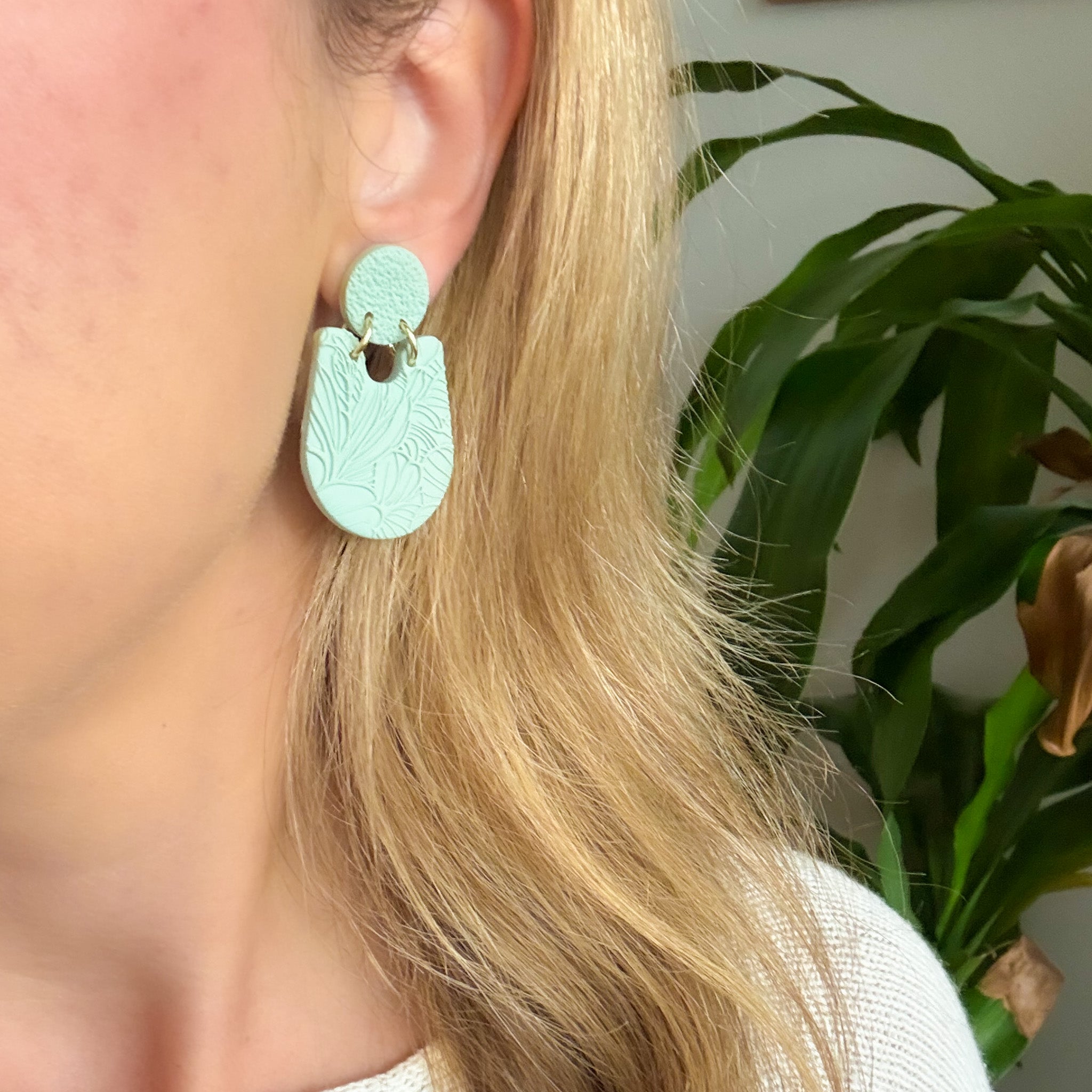 Athena Earrings in Textured Sage