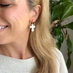 Load image into Gallery viewer, Cross Earrings in Marbled Design
