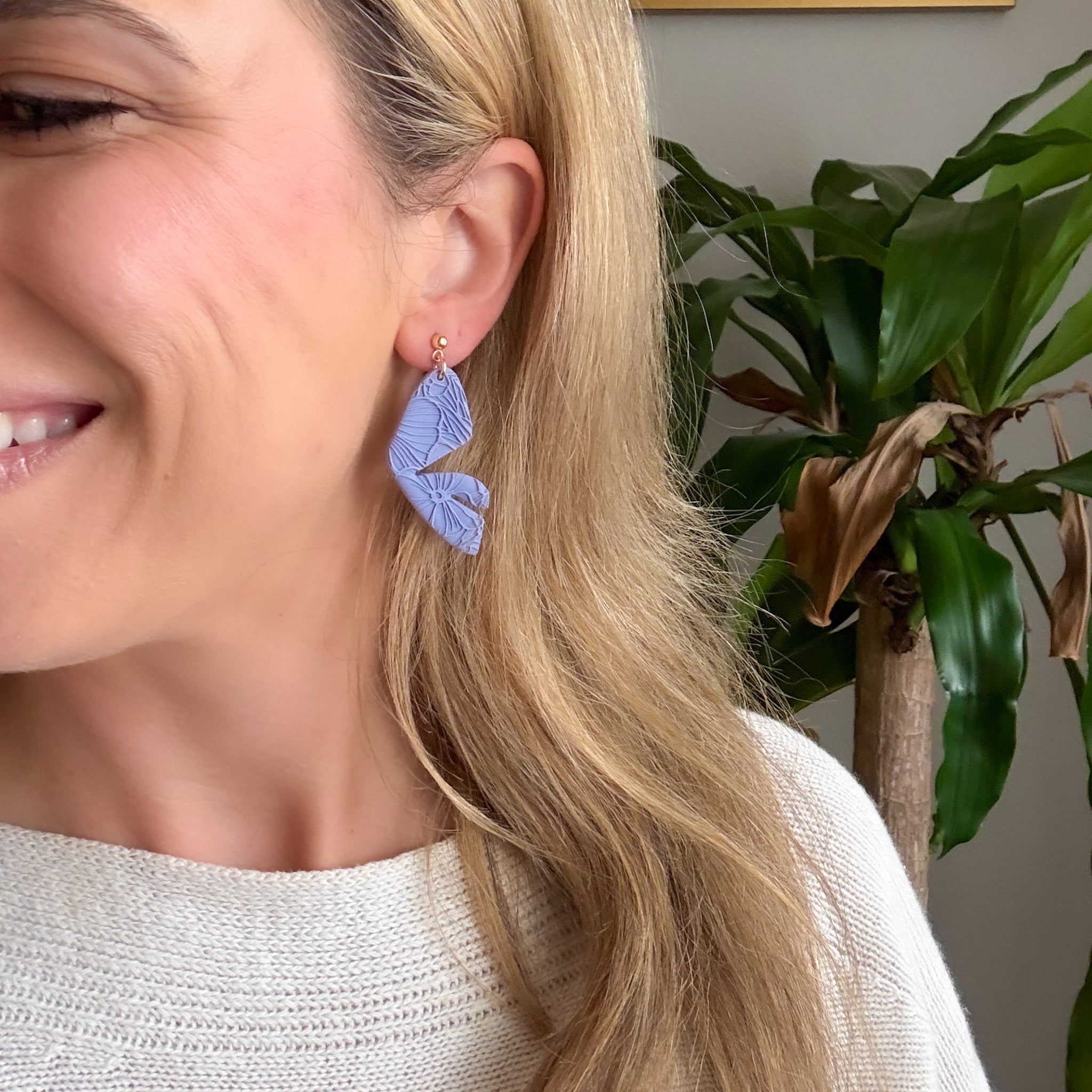 Butterfly Wing Earrings in Lilac