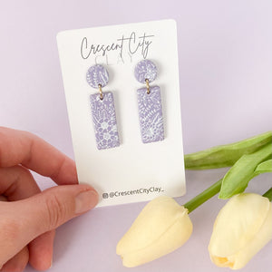 Rita Earrings in Lilac + White