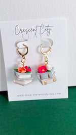 Load image into Gallery viewer, Book Stack Floral Dangle Earrings
