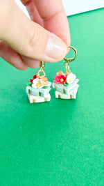 Load image into Gallery viewer, Book Stack Floral Dangle Earrings
