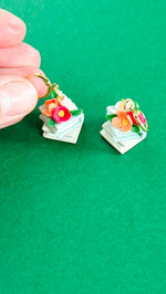 Load image into Gallery viewer, Book Stack Floral Dangle Earrings

