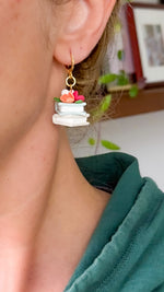 Load image into Gallery viewer, Book Stack Floral Dangle Earrings
