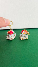Load image into Gallery viewer, Book Stack Floral Dangle Earrings
