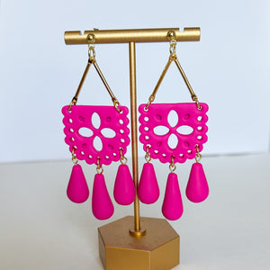 Papel Picado Earrings in Pink