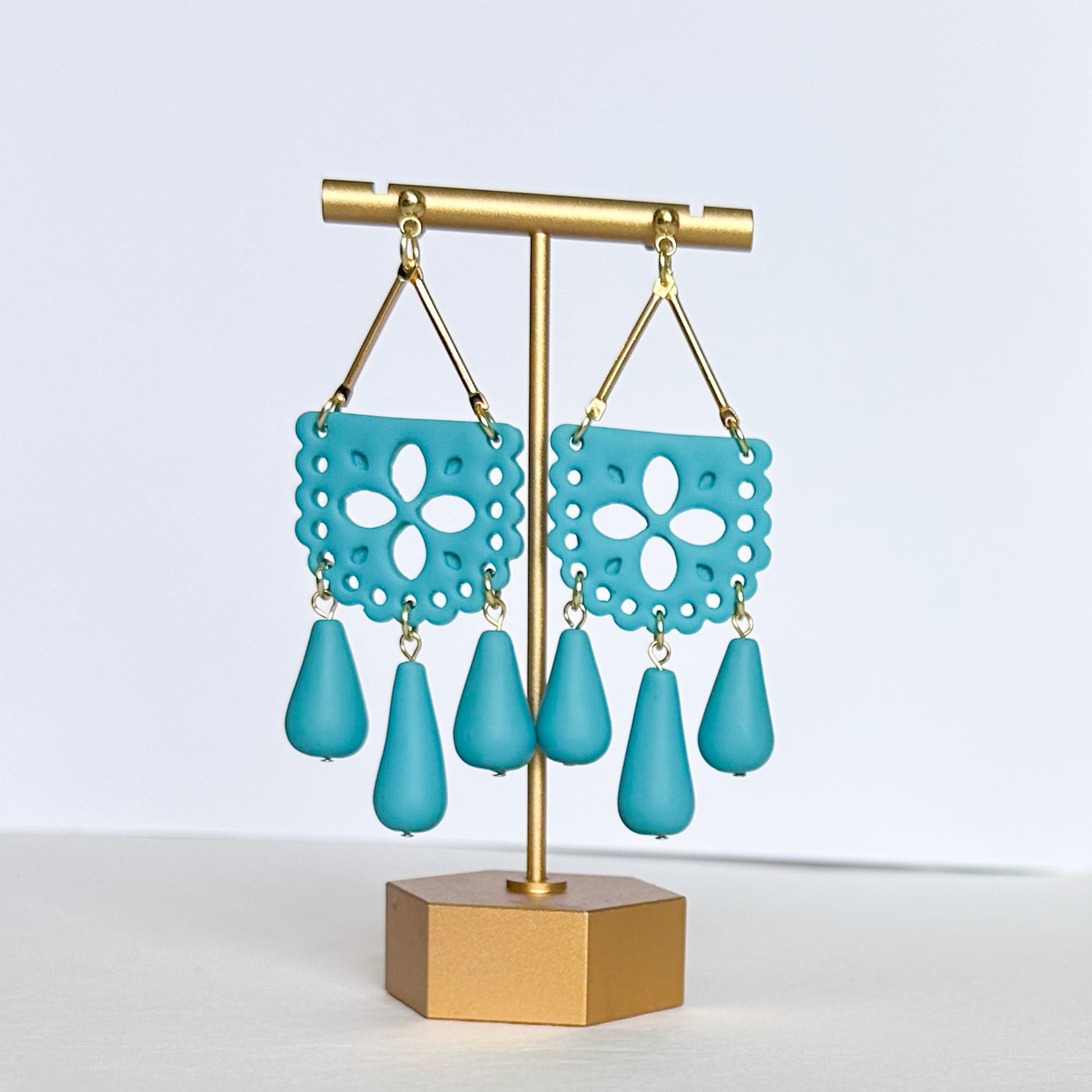 Papel Picado Earrings in Turquoise