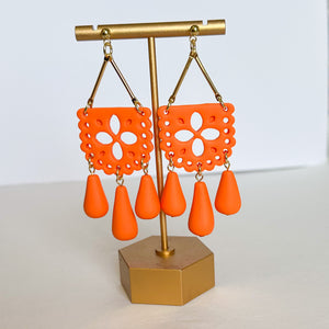 Papel Picado Earrings in Orange