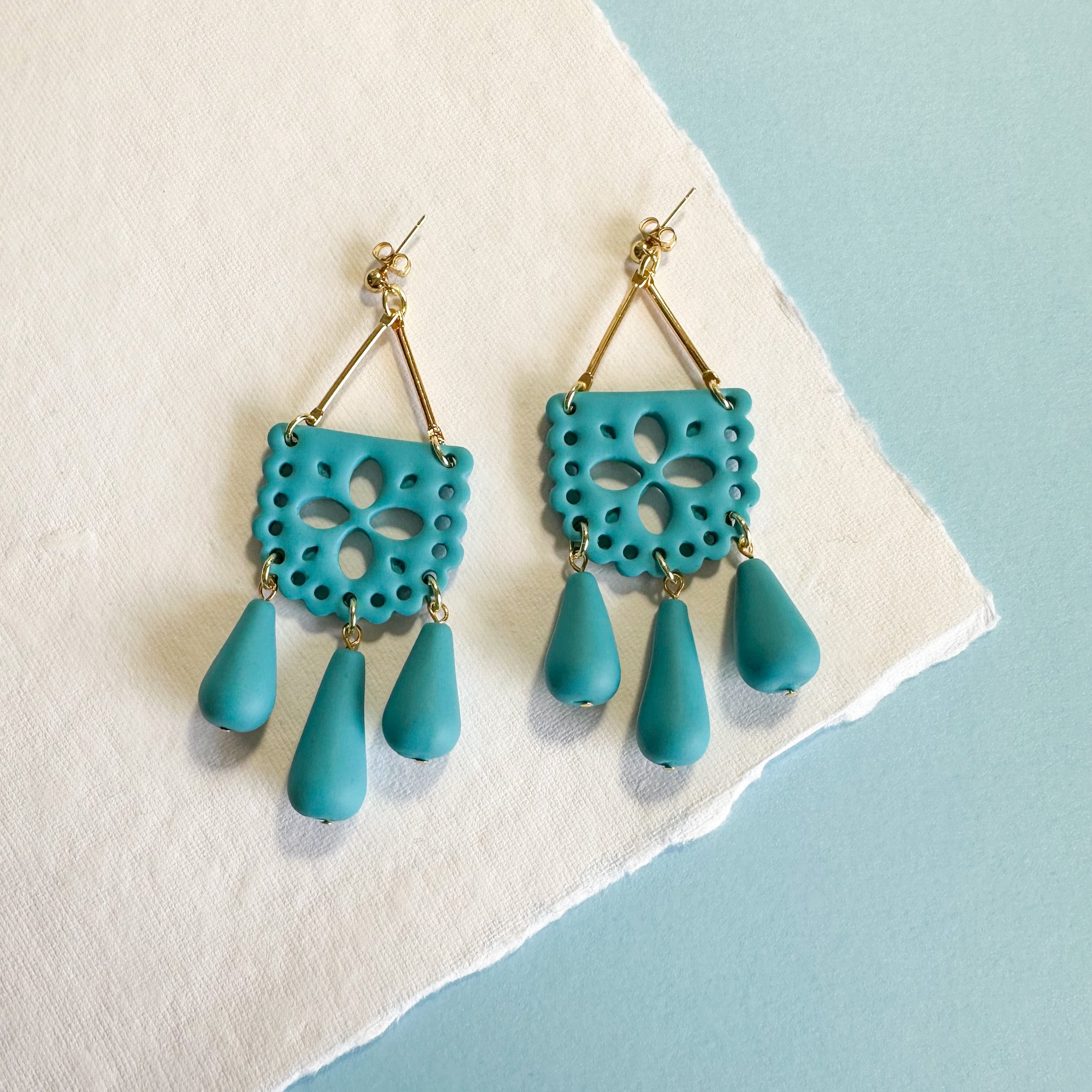 Papel Picado Earrings in Turquoise
