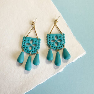 Papel Picado Earrings in Turquoise