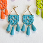 Load image into Gallery viewer, Papel Picado Earrings in Turquoise
