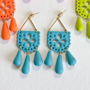 Papel Picado Earrings in Turquoise