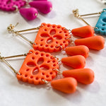 Load image into Gallery viewer, Papel Picado Earrings in Orange
