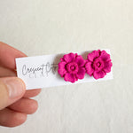 Load image into Gallery viewer, Flower Statement Stud Earrings in Pink
