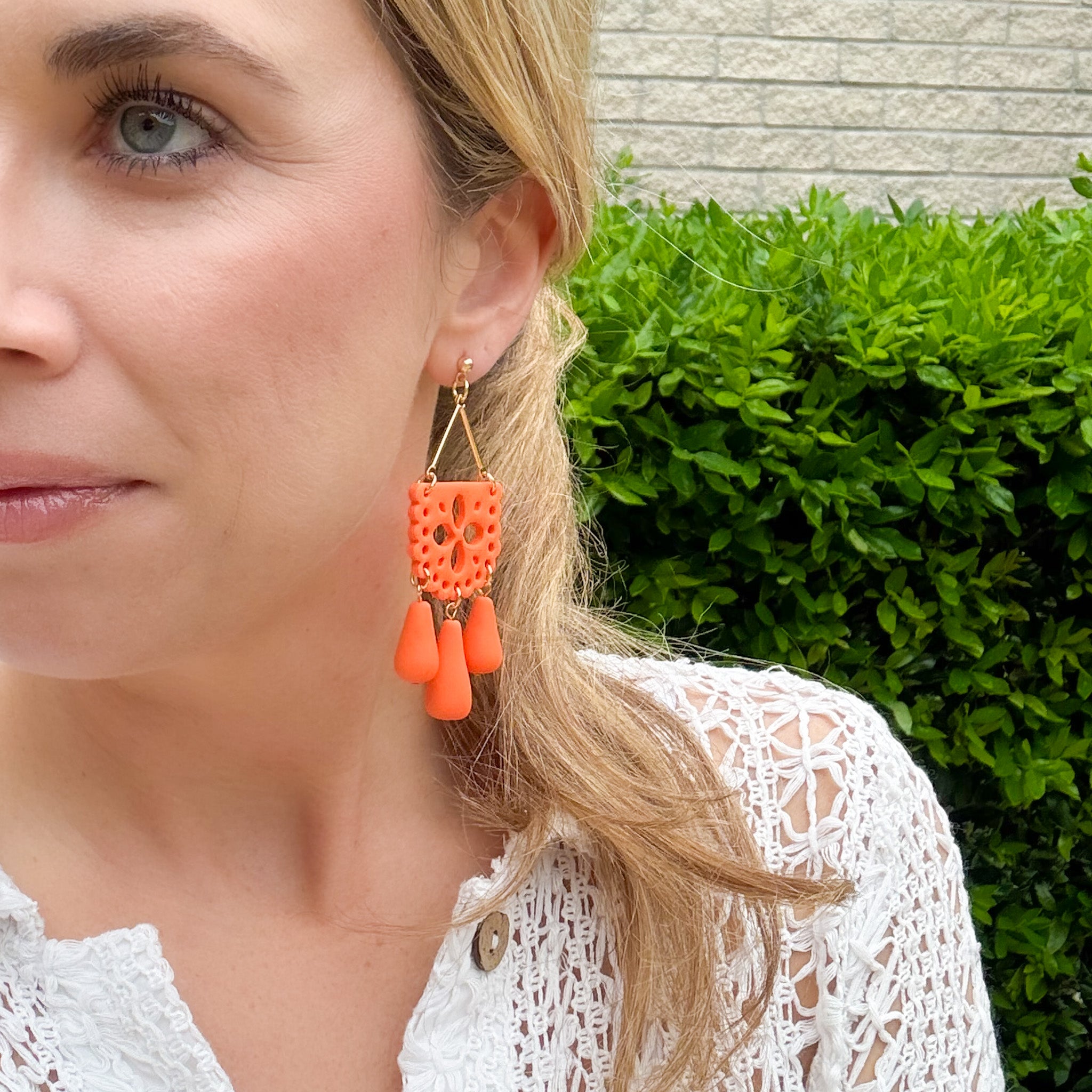 Papel Picado Earrings in Orange