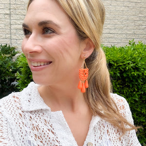 Papel Picado Earrings in Orange