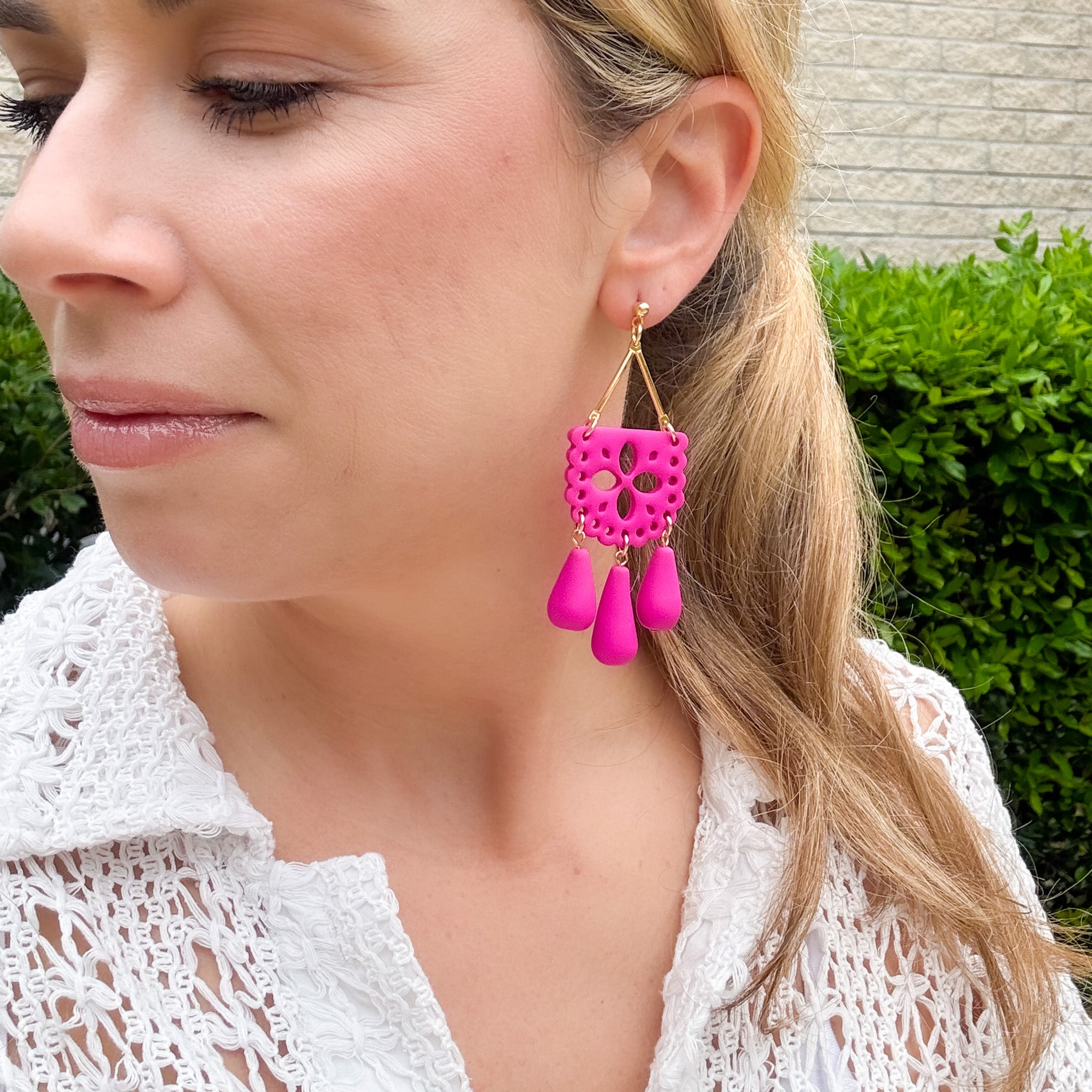 Papel Picado Earrings in Pink