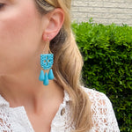 Load image into Gallery viewer, Papel Picado Earrings in Turquoise
