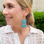 Load image into Gallery viewer, Papel Picado Earrings in Turquoise
