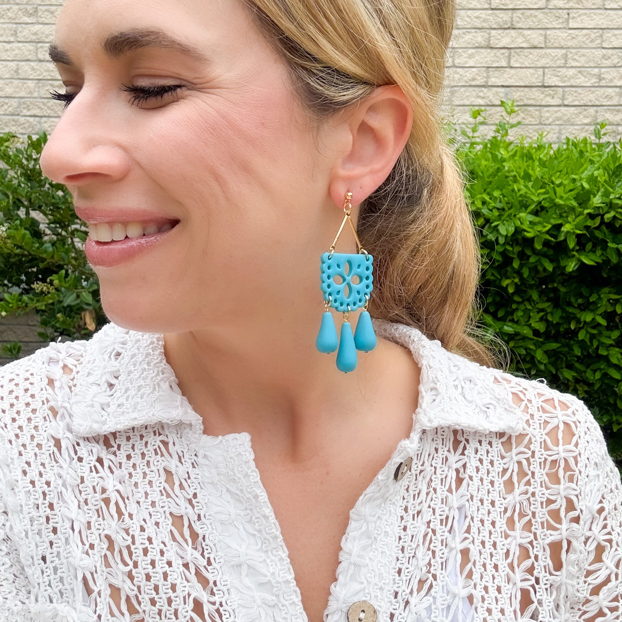 Papel Picado Earrings in Turquoise