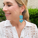 Load image into Gallery viewer, Papel Picado Earrings in Turquoise
