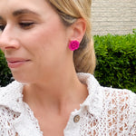Load image into Gallery viewer, Flower Statement Stud Earrings in Pink
