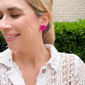 Flower Statement Stud Earrings in Pink