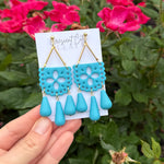 Load image into Gallery viewer, Papel Picado Earrings in Turquoise
