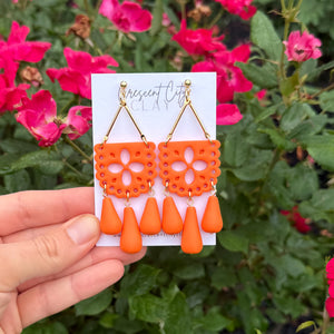 Papel Picado Earrings in Orange