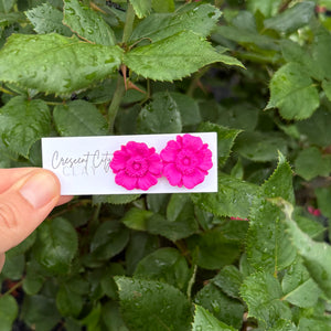 Flower Statement Stud Earrings in Pink