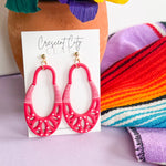 Load image into Gallery viewer, Tulum Dangle Earrings in Pink &amp; White
