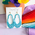 Load image into Gallery viewer, Tulum Dangle Earrings in Turquoise &amp; White
