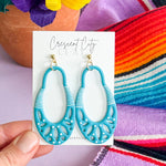 Load image into Gallery viewer, Tulum Dangle Earrings in Turquoise &amp; White
