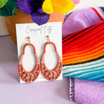 Load image into Gallery viewer, Tulum Dangle Earrings in Deep Terracotta &amp; White
